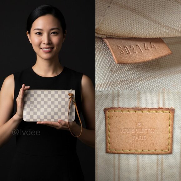 LOUIS VUITTON Damier Azur Neverfull Pouch - Picture 3 of 15